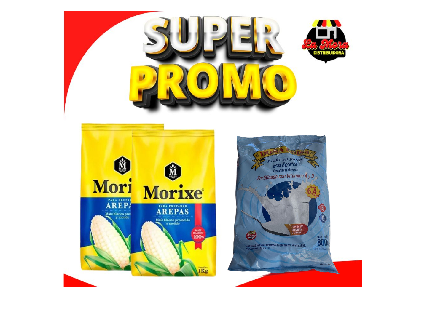2kg Harina Morixe + 1 Leche Doña Luisa 800gr