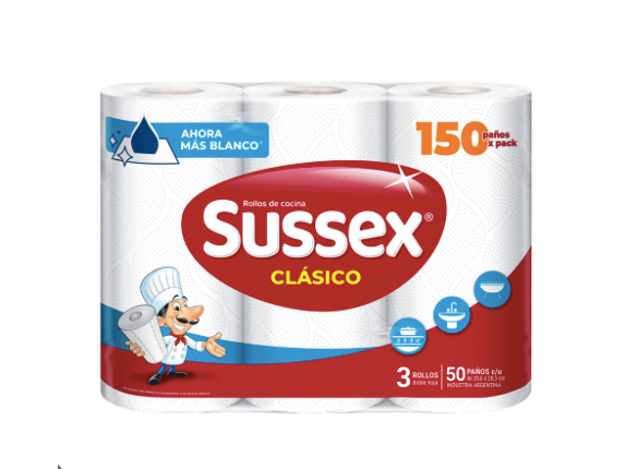 Rollo de Cocina Sussex "50 PAÑOS" - Pack por 3