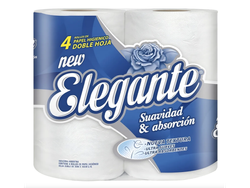 P. Higiénico ELEGANTE Doble Hoja de 30 mts - Pack x 4
