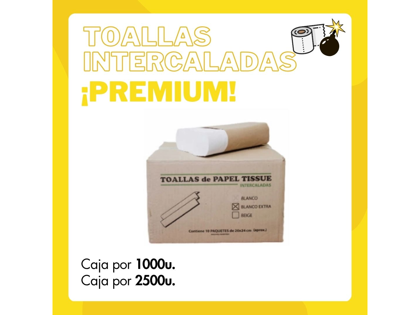 Toallas Intercaladas "EXTRA BLANCAS"