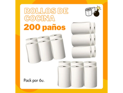 Rollo de Cocina 200 Paños "EXTRA BLANCO" - Pack por 6