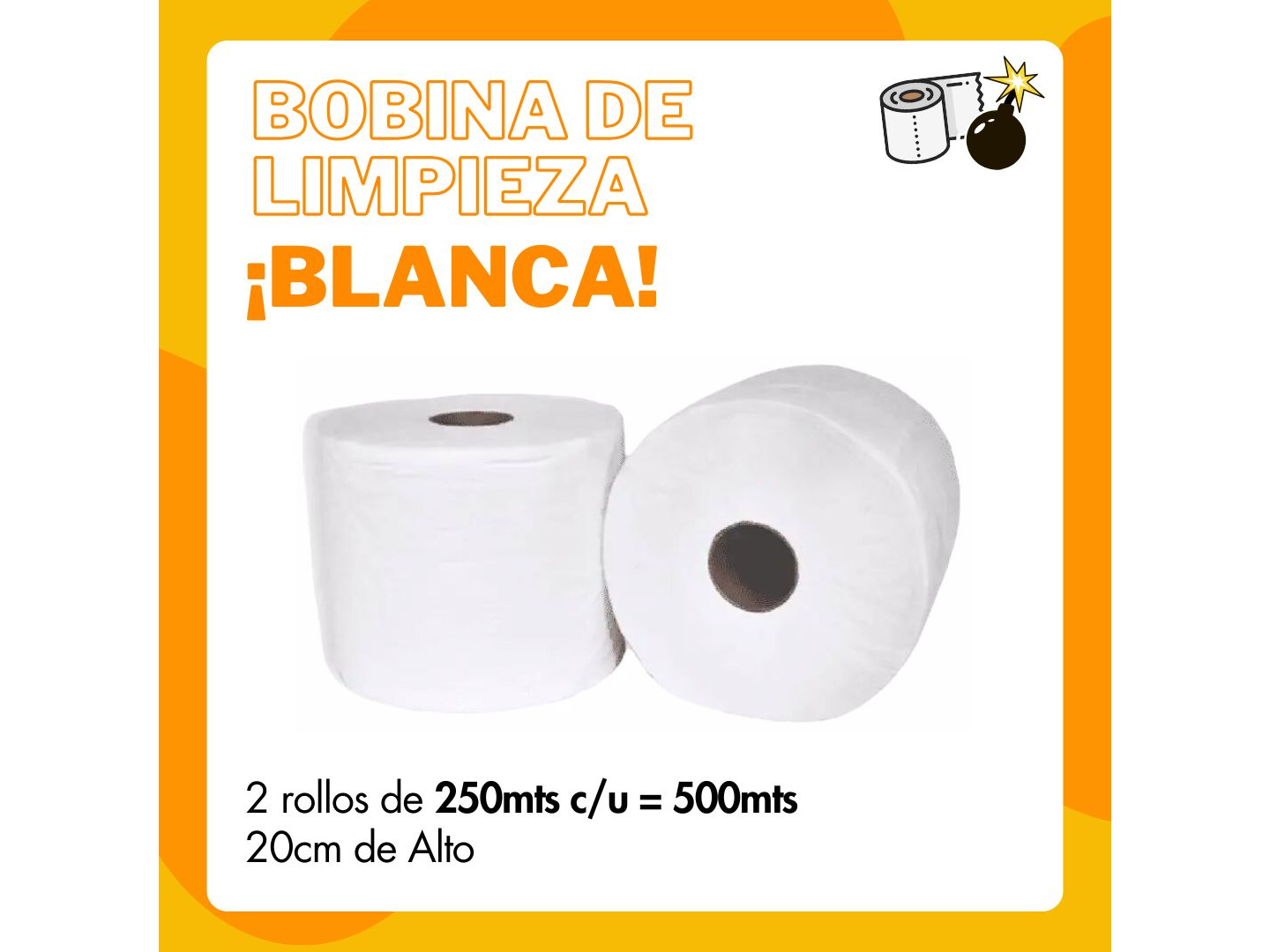 Bobina Limpieza "BLANCA" 250 mts - Pack x 2 - 20cm