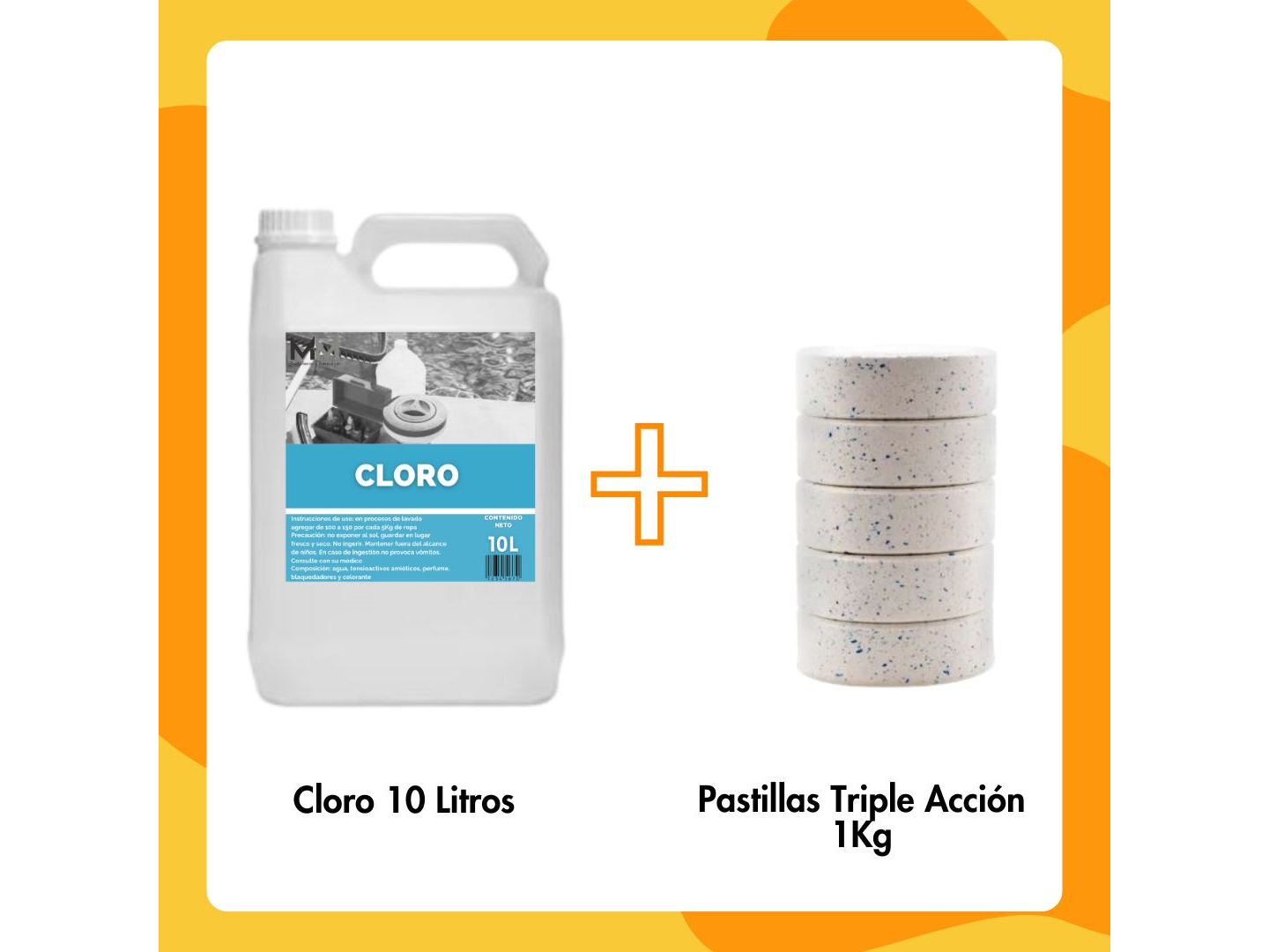 Combo POOL! Cloro 10 lts + Pastillas 1 kg