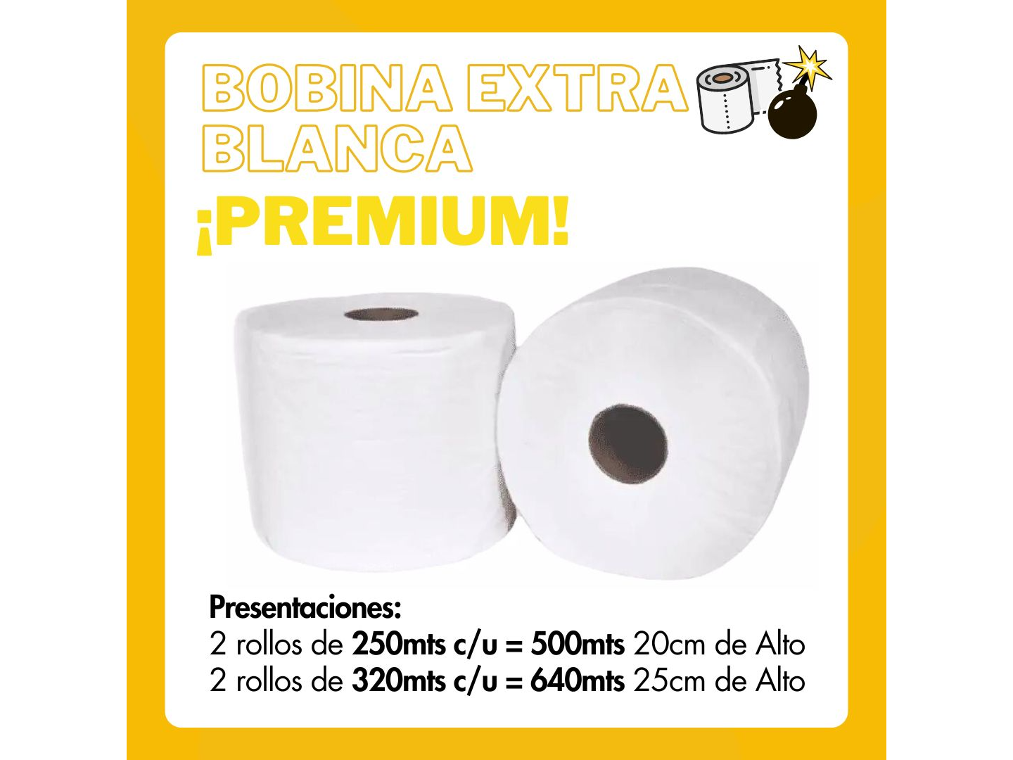 Bobina Limpieza "EXTRA BLANCA PREMIUM"  - Pack x 2 rollos