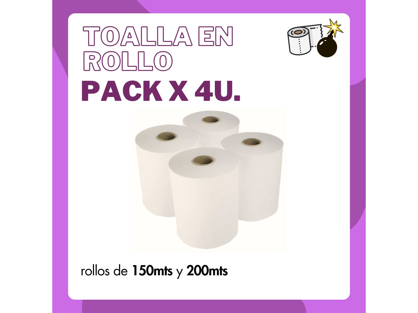 Toallas en Rollo "BLANCA" - Pack x 4