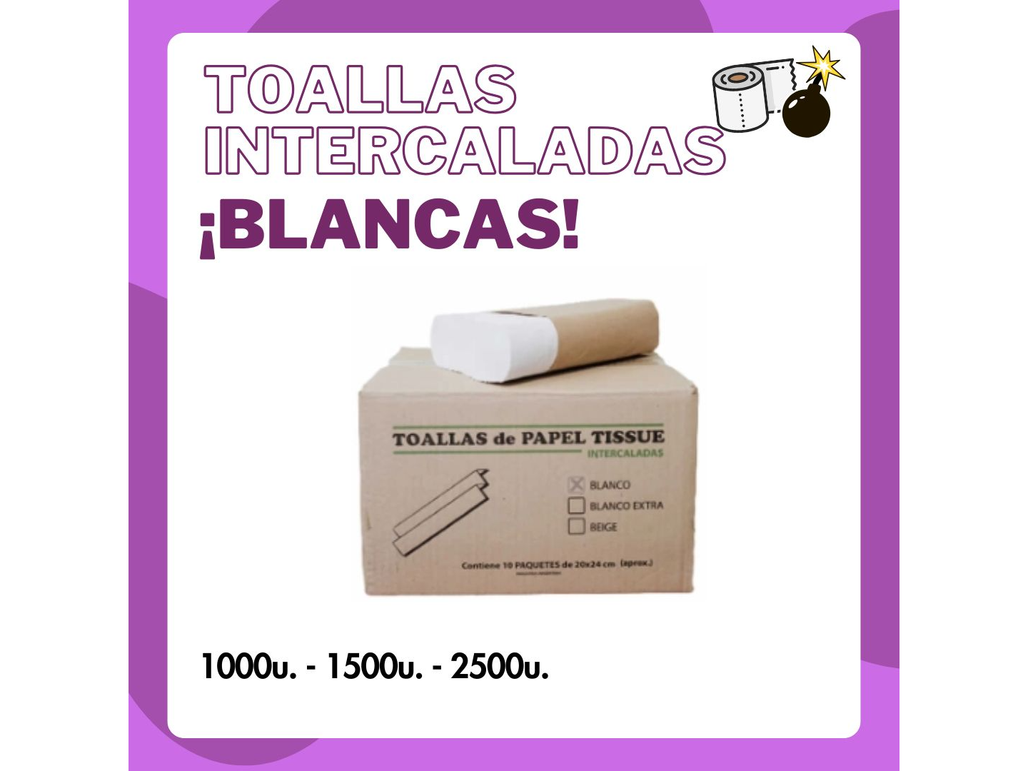 Toallas Intercaladas "BLANCAS"