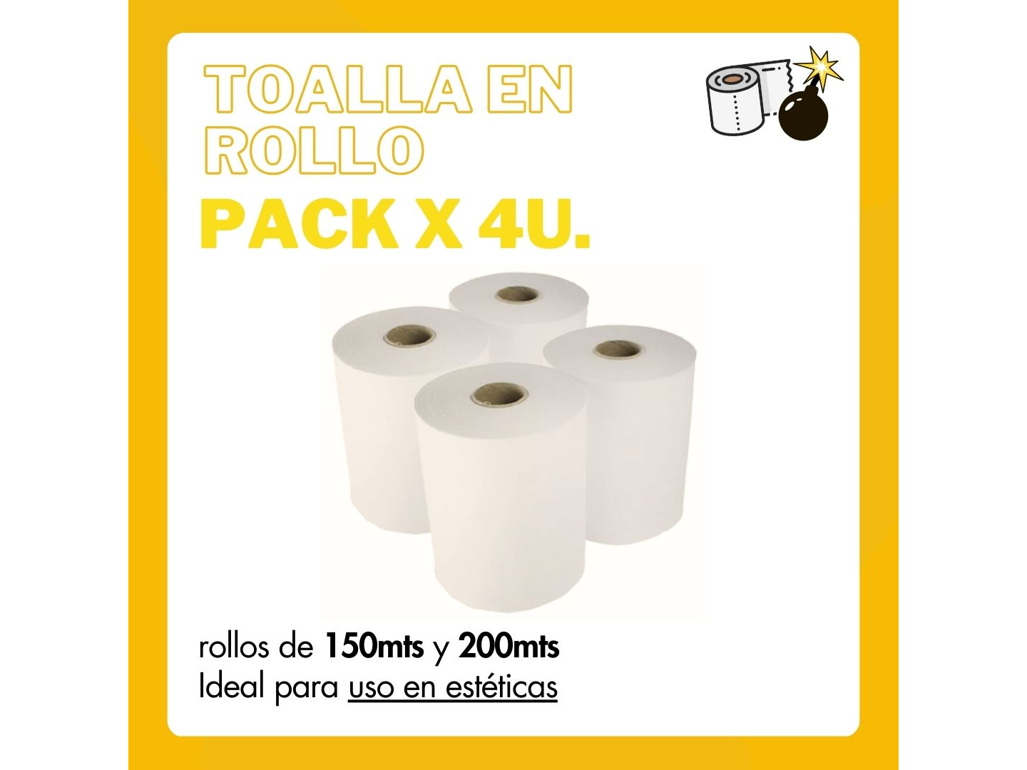 Toalla en Rollo "EXTRA BLANCA" - Pack x 4