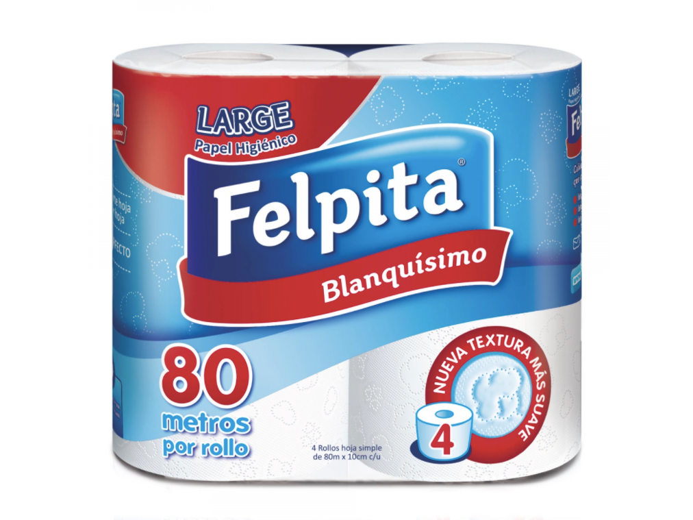 FELPITA Papel Higiénico EXTRA BLANCO con Pre corte 80 mts