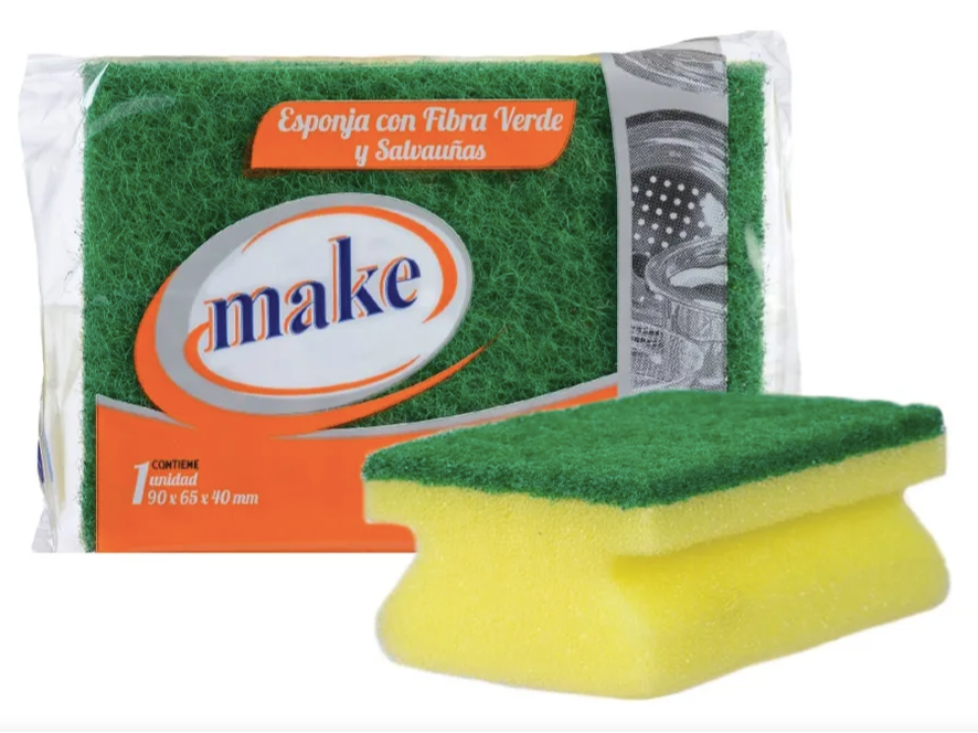 Esponja con Fibra Abrasiva y salvauñas - Make de MM Papeleria y Limpieza