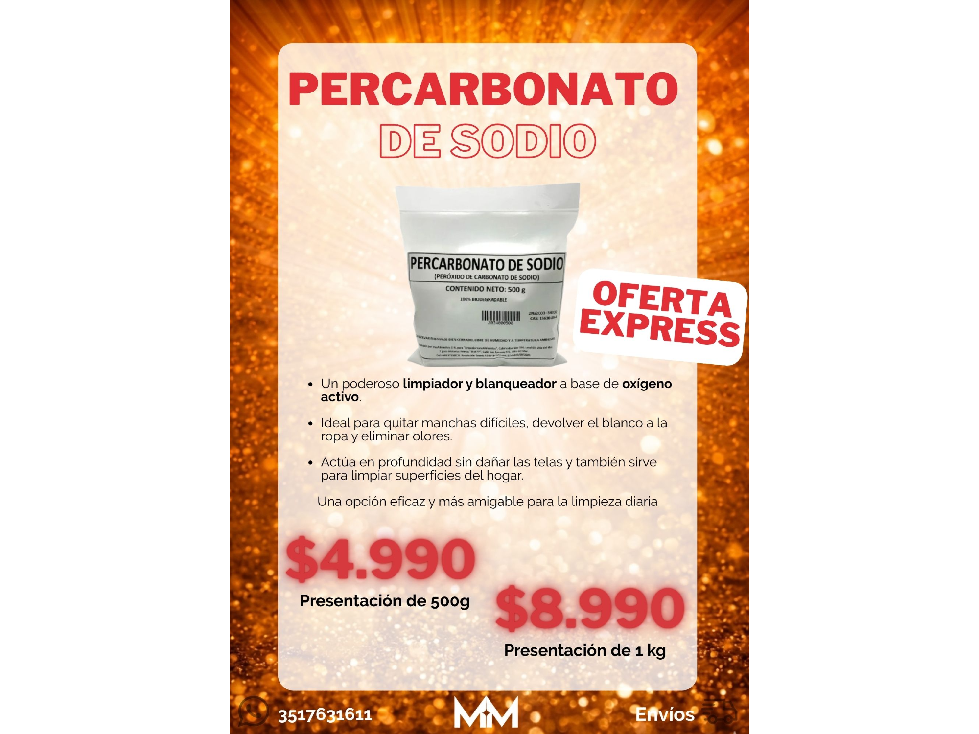 Nuevo! Percarbonato de Sodio - 500 Grs