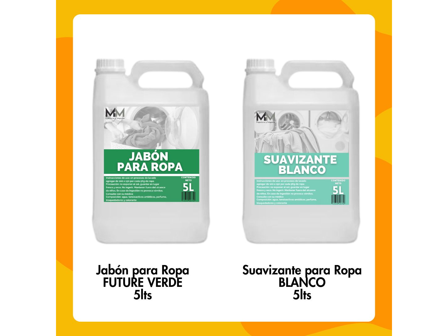 ¡COMBO LAVADO! Jabón para ropa  5 lts + Suavizante 5 lts