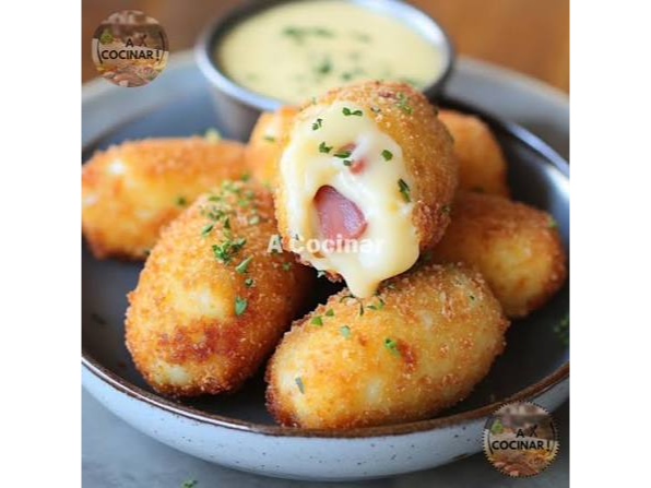 Croquetas de papa , jamon y queso
