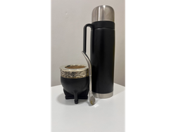 MATE IMPERIAL NEGRO TERMO NEGRO Y BOMBILLA PICO LORO