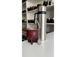 MATE CAMIONERO TERMO GRIS CON BOMBILLA ACERO