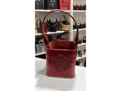 CANASTA DE CUERO MARRON CUERO REPUJADO PREMIUM