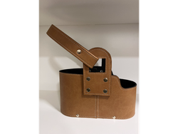 CANASTA OVALADA SIMIL CUERO MARRON SUELA