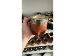 MATE IMPERIAL DOBLE CUERO CROCO MARRON NATURAL