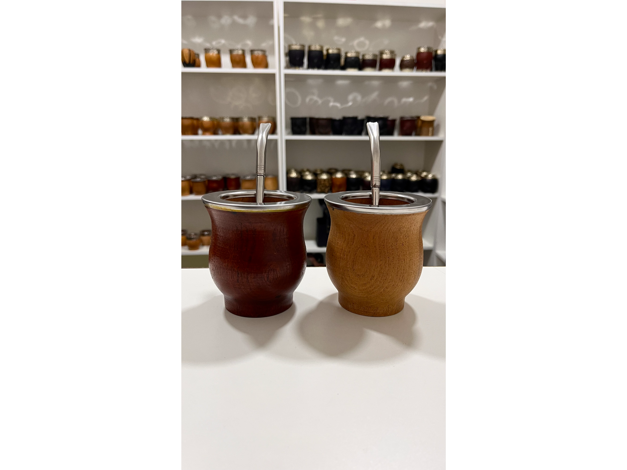 MATE CAMIONERO ALGARROBO CON BOMBILLA PICO LORO ACERO