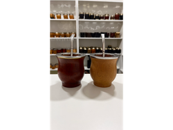 MATE CAMIONERO ALGARROBO CON BOMBILLA PICO LORO ACERO