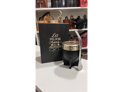 MATE IMPERIAL CALABAZA CON GRABADO Y BOMBILLA Y CAJA GRABADO DIA DE LA MADRE