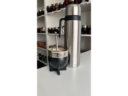 MATE IMPERIAL LISO NEGRO CON BOMBILLA Y TERMO GRIS