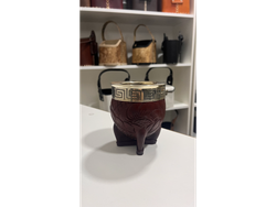 MATE IMPERIAL MARRON CUERO REPUJADO FLORES