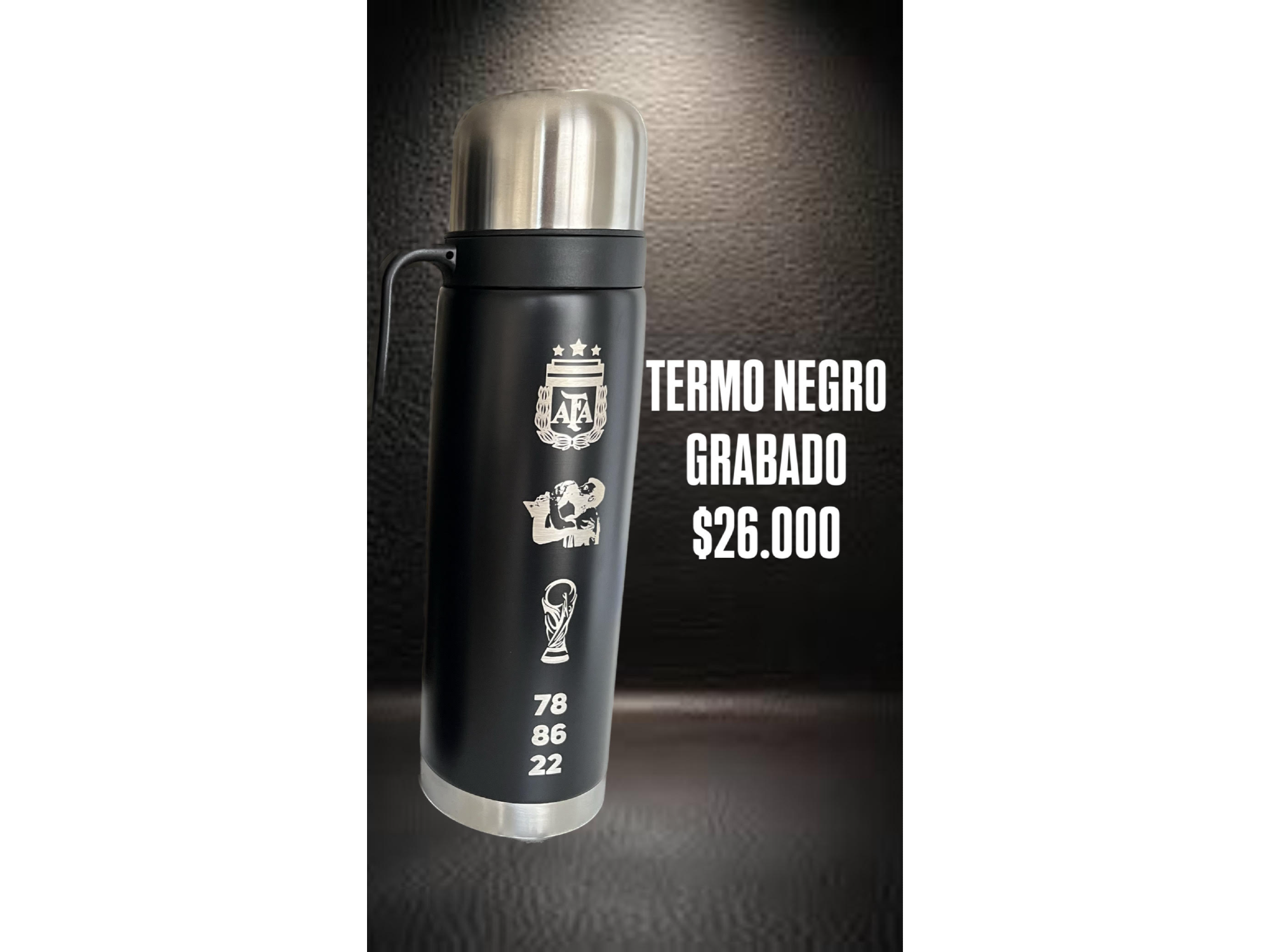 TERMO MEDIA MANIJA NEGRO GRABADO