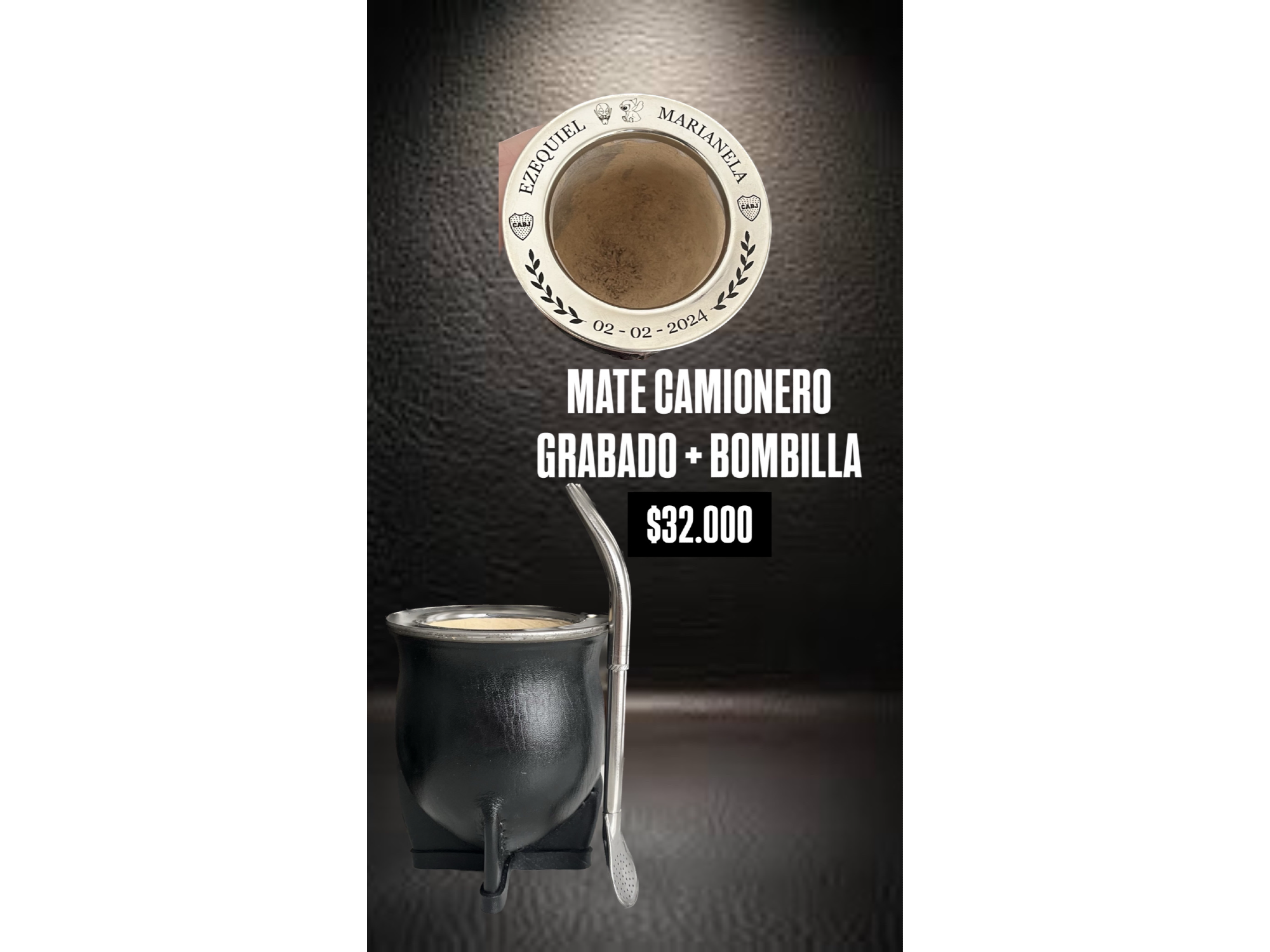 CAMIONERO CALABAZA CON GRABADO Y BOMBILLA