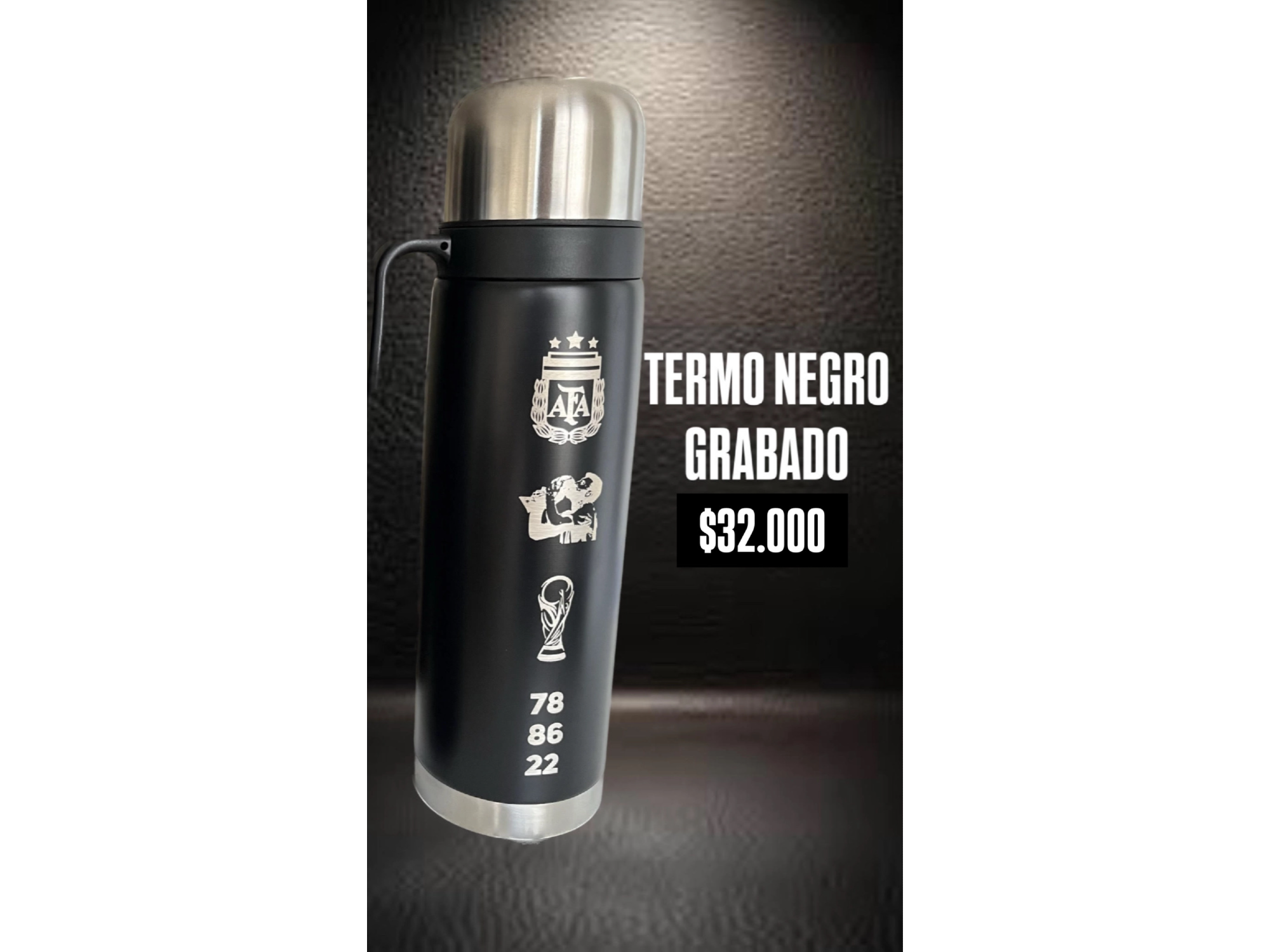 TERMO MEDIA MANIJA NEGRO GRABADO