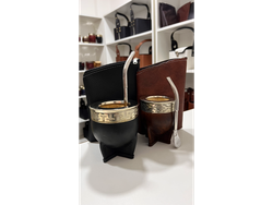 MATE IMPERIAL CALABAZA VIROLA LISA BOMBILLA PICO LORO Y YERBERA ECO CUERO