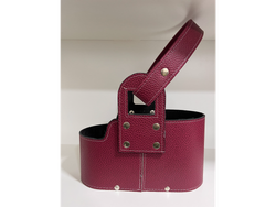 CANASTA OVALADA SIMIL CUERO BORDO CLARO