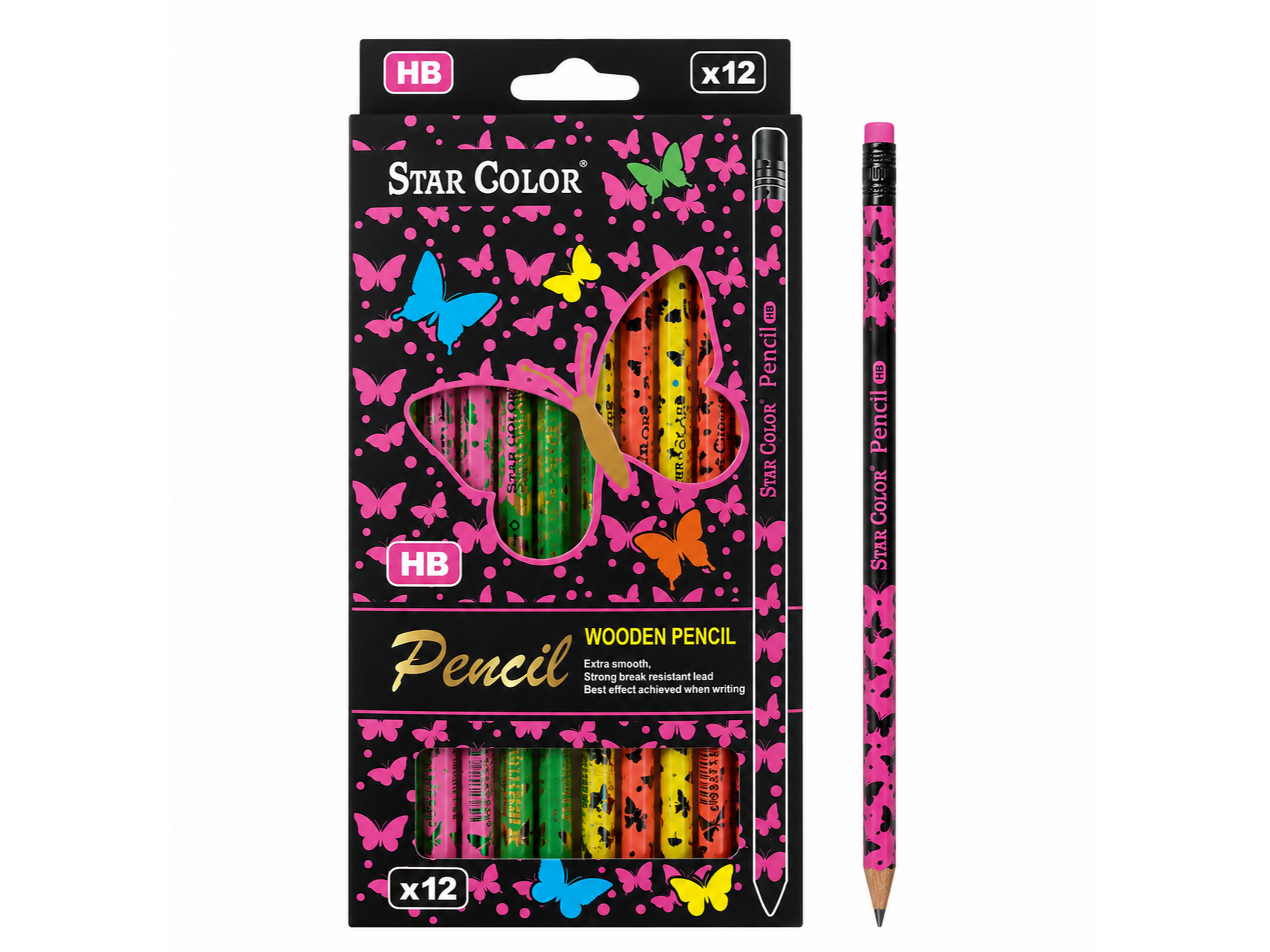 STAR COLOR - Lápiz Negro  c/ goma y Fantasía x Un.- (513827)