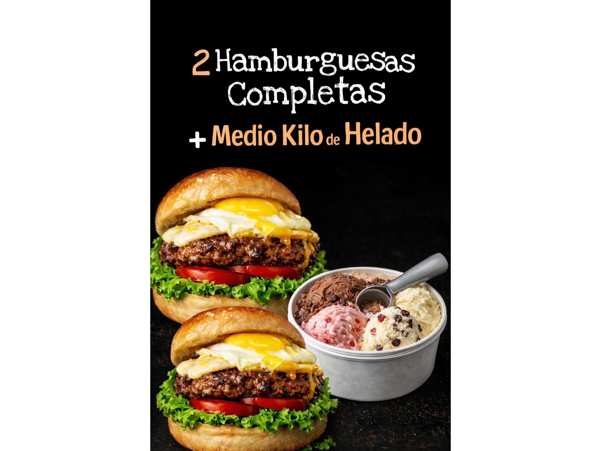 Dos completas+ medio kg de helado