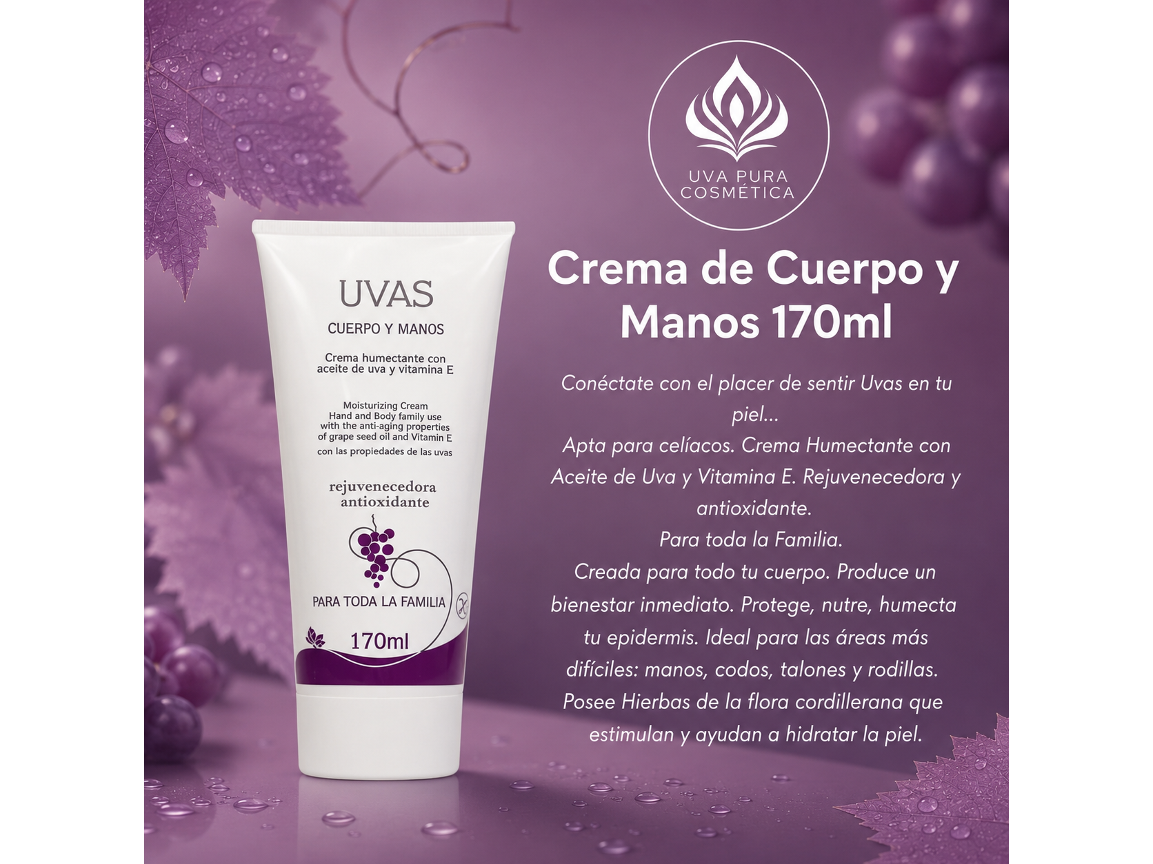 Crema de cuerpo y manos 170 ml- Apta Celiacos-
