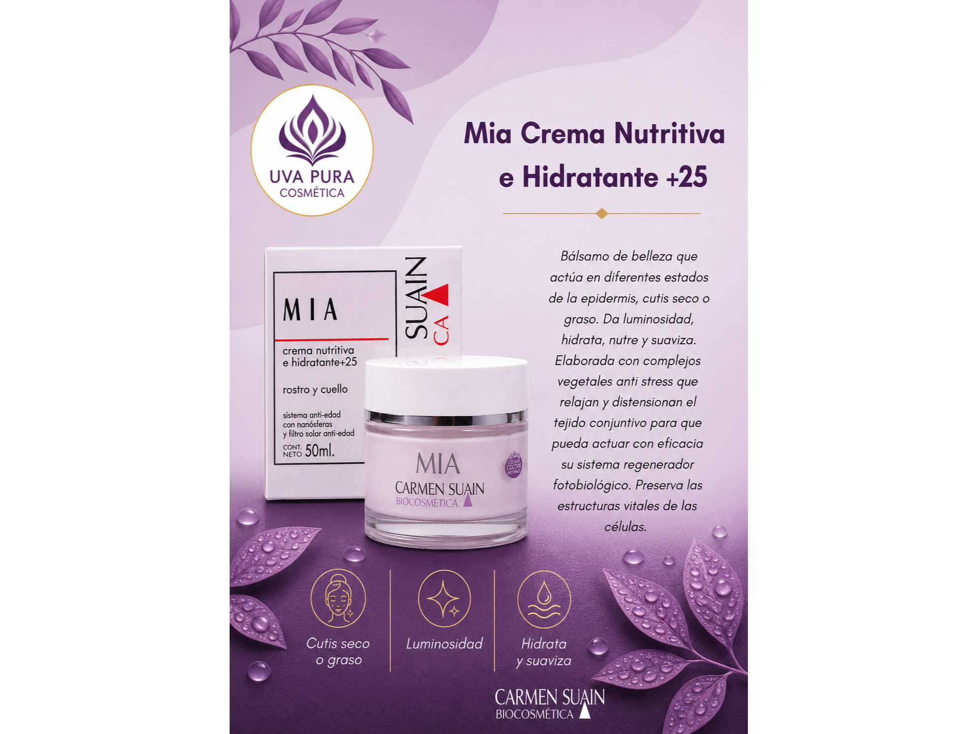 Mia Crema Nutritiva e Hidratante +25 Años 50 ML- Apta Celiacos-