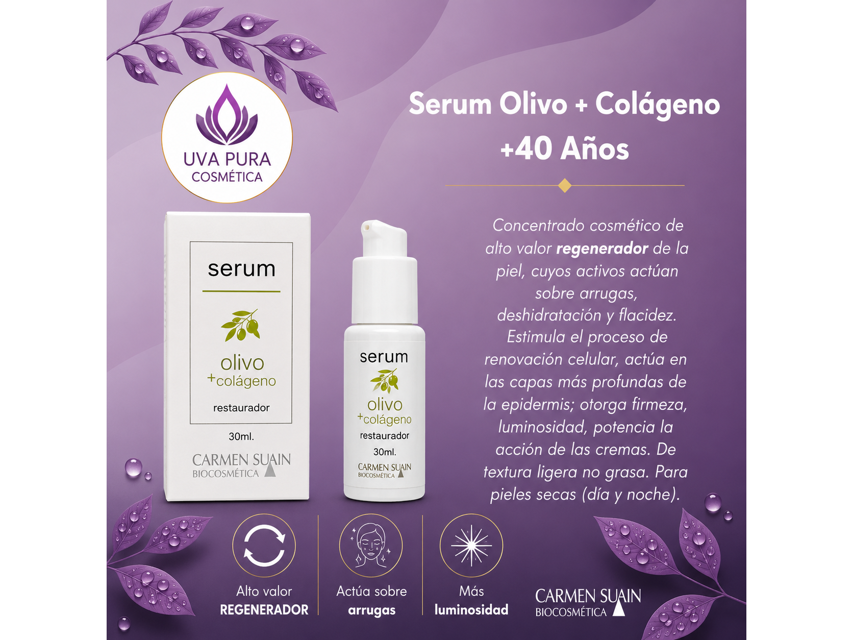 Serum Olivo + Colageno   + 40 Años  30ML - Apta Celiacos-