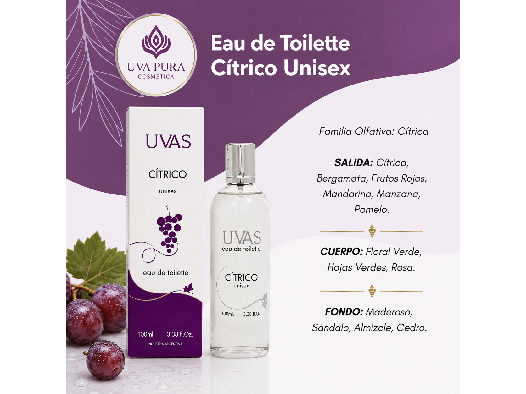 Eau de Tolilette Unisex Citrico 100 ML- Apto Celiacos