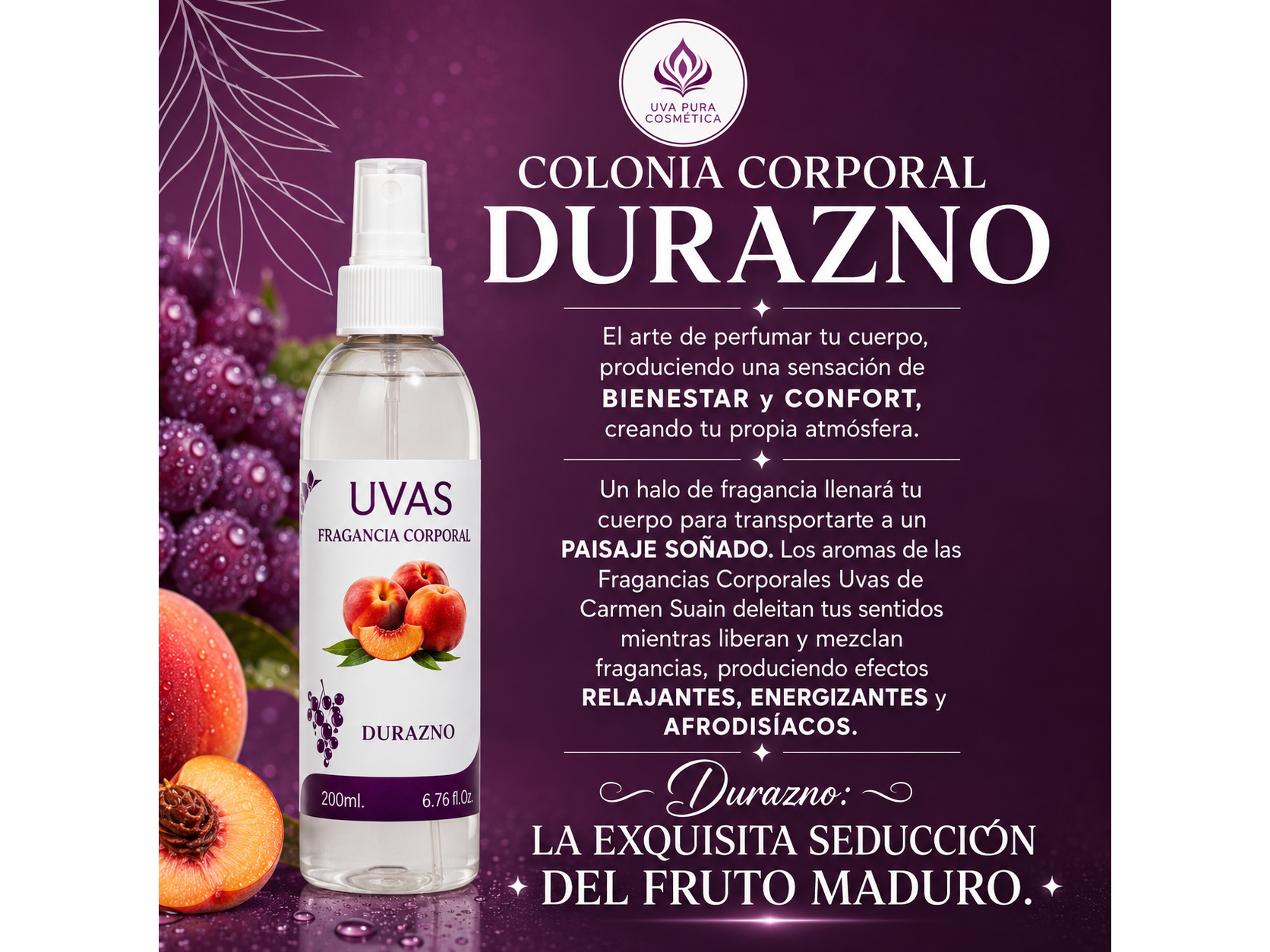 Fragancia Durazno- 200 ML Apta Celiacos-