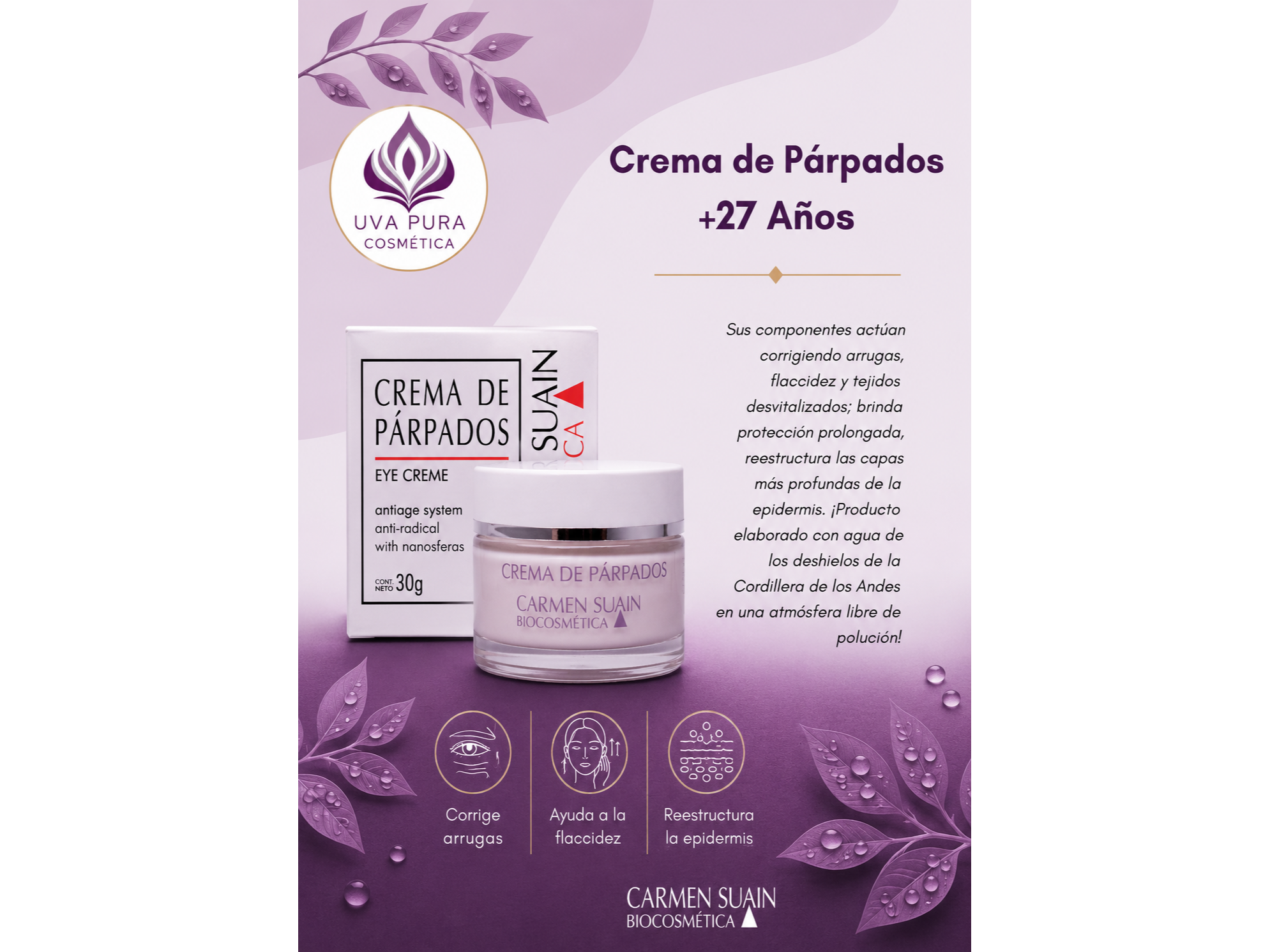 Crema de  Parpados + 27 Años 30  ML- Apta Celiacos-