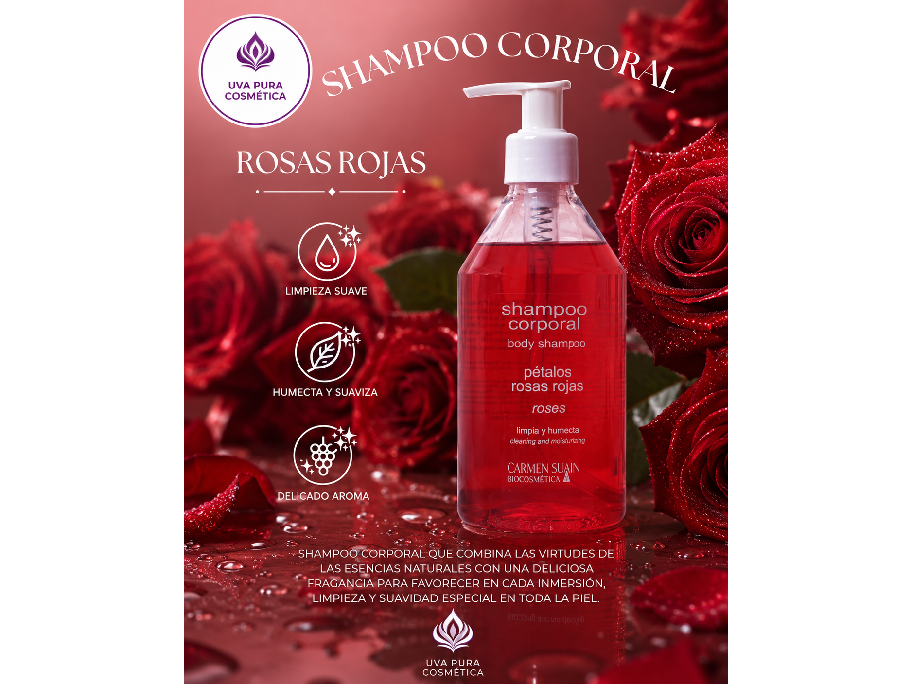 Shampoo Corporal Rojo Pasion (Rosas Rojas)   500 ml- Apto Celiacos-