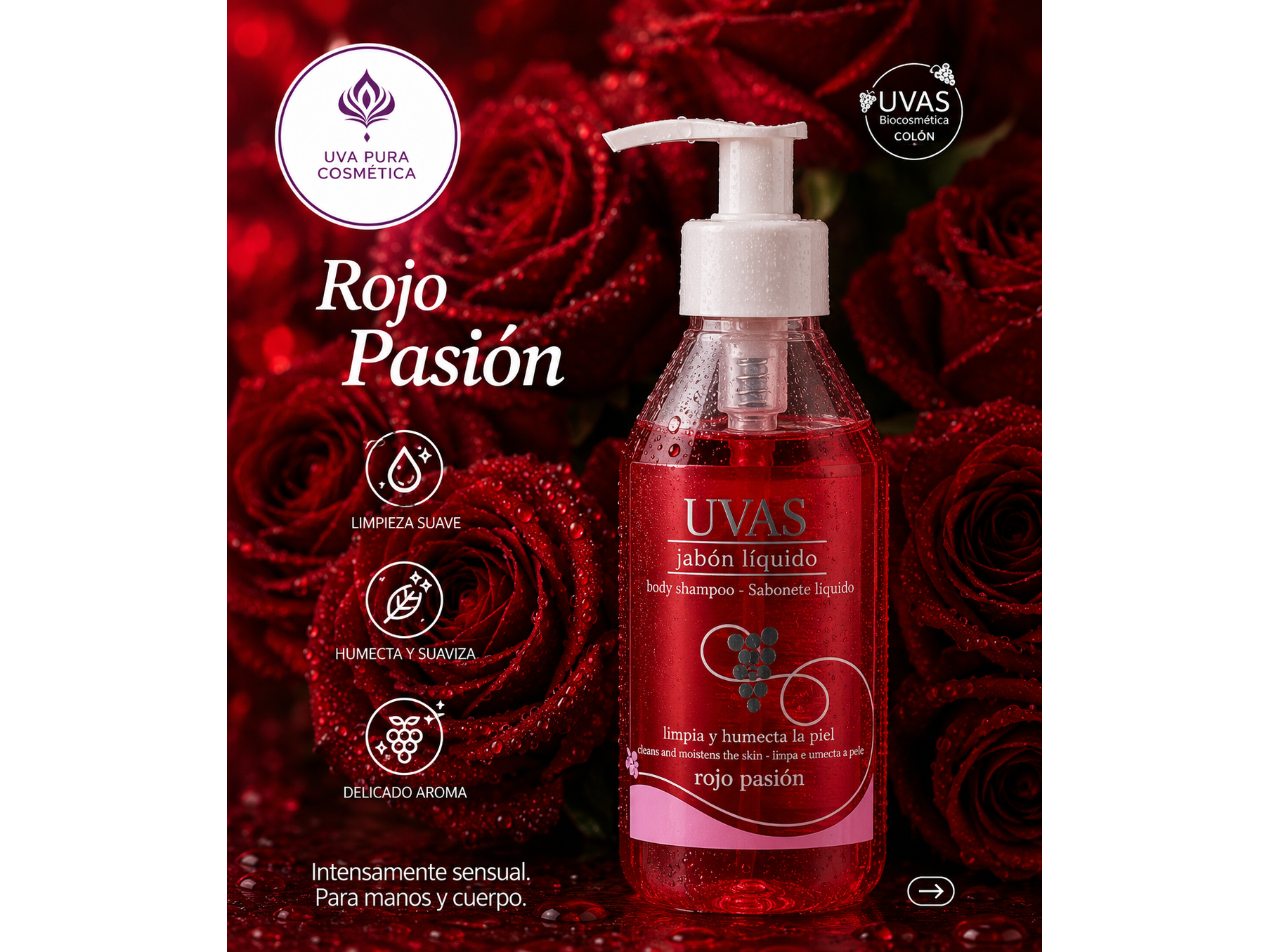 Jabon Liquido Rojo Pasion (Rosas Rojas) 250 ML -Apto Celiacos-