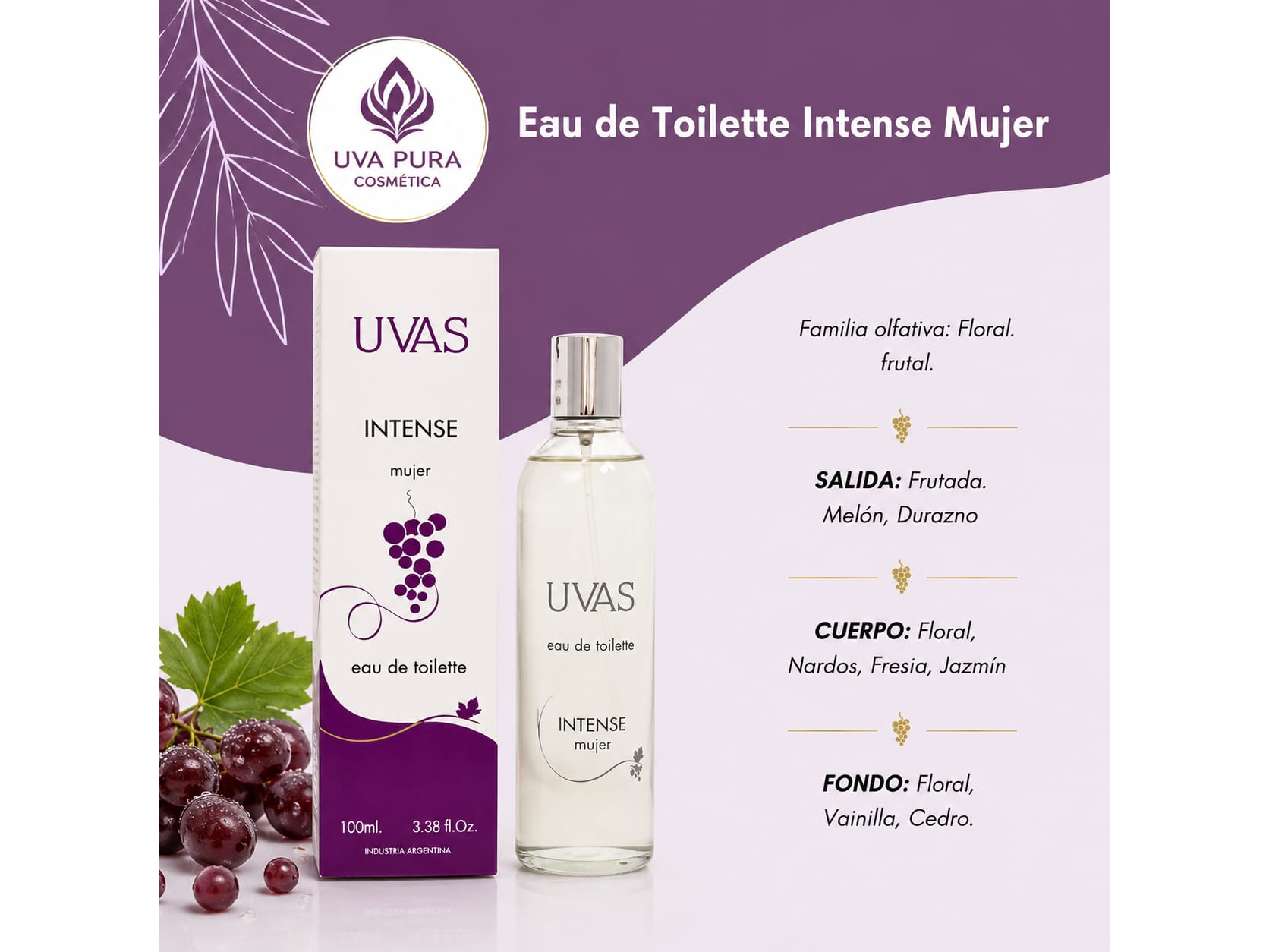 Eau de Toilette Intenso Mujer- 100 ML -Apto Celiacos