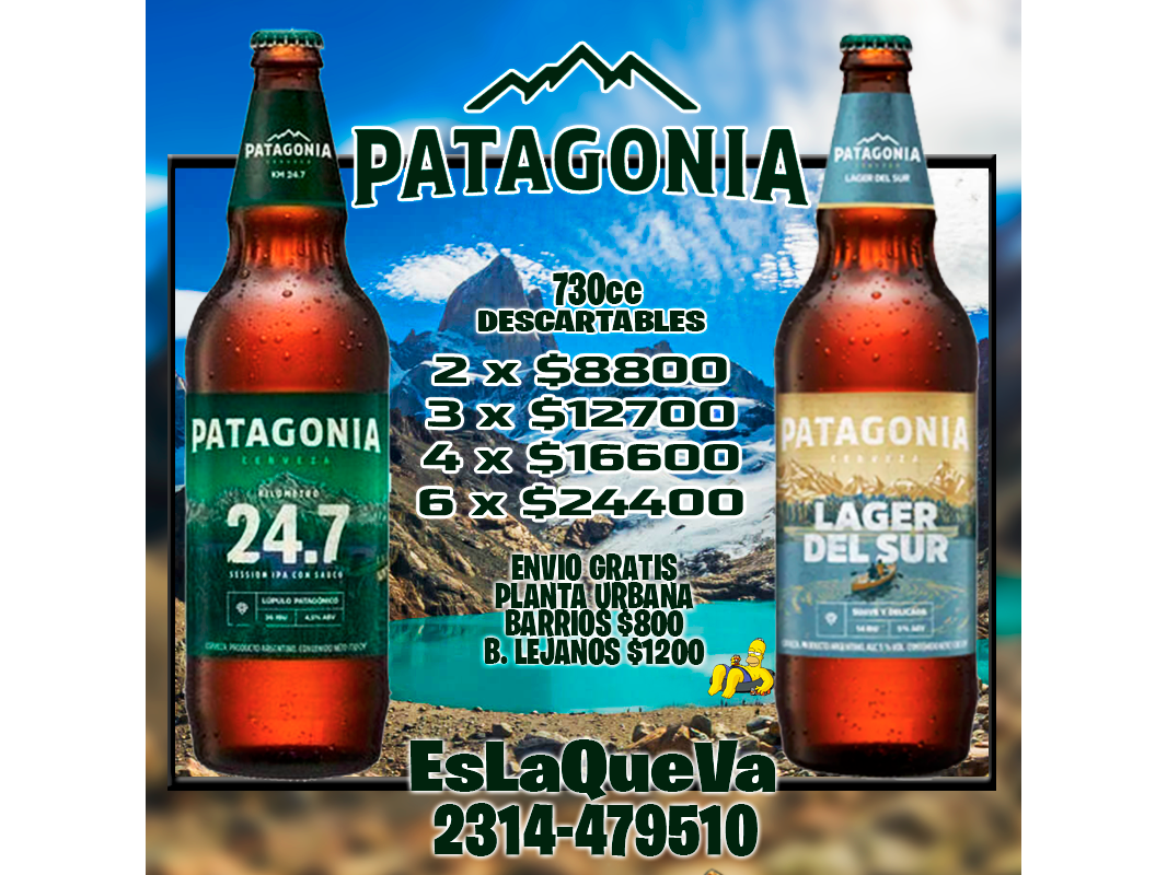 PATAGONIA 24-7 Ó LAGER DEL SUR 730cc DESCARTABLES