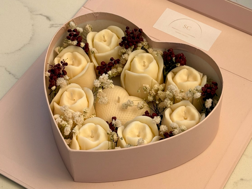 Box corazón de velas