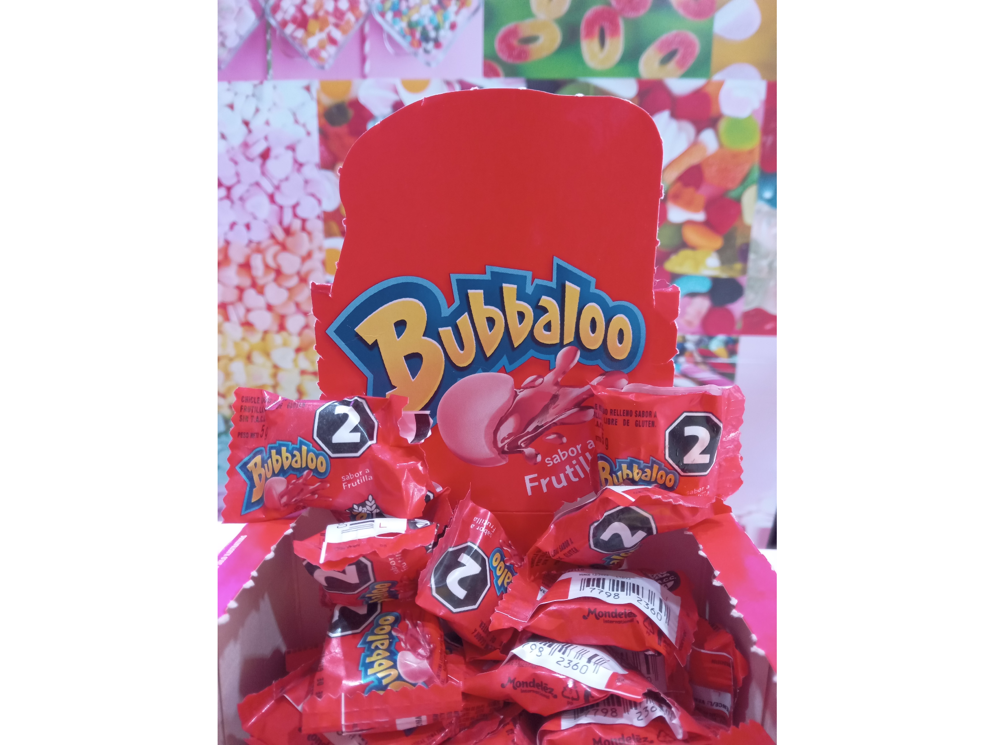Chicle sabor a frutillas 5gr Bubbaloo