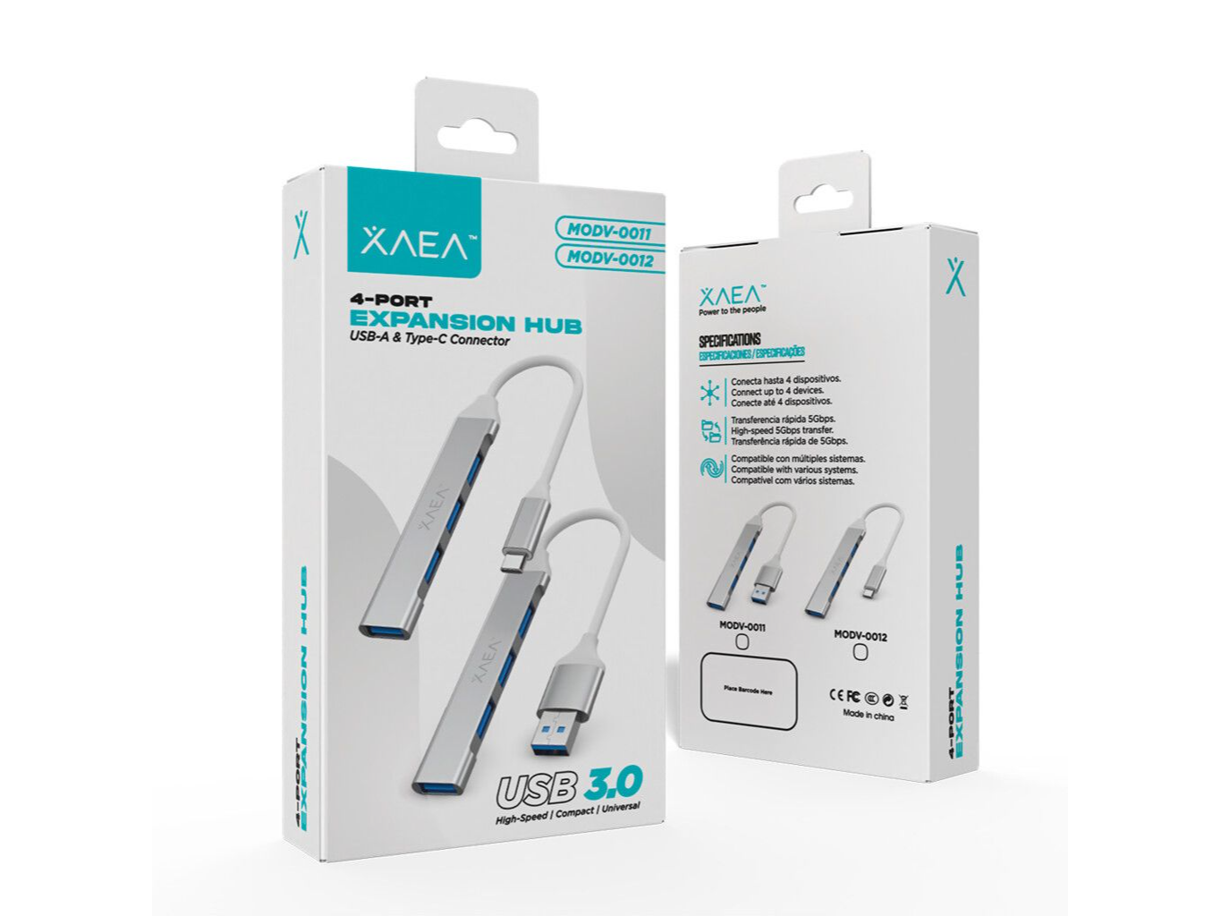 HUB DE PUERTOS 4 BOCAS C/CABLE TIPO C