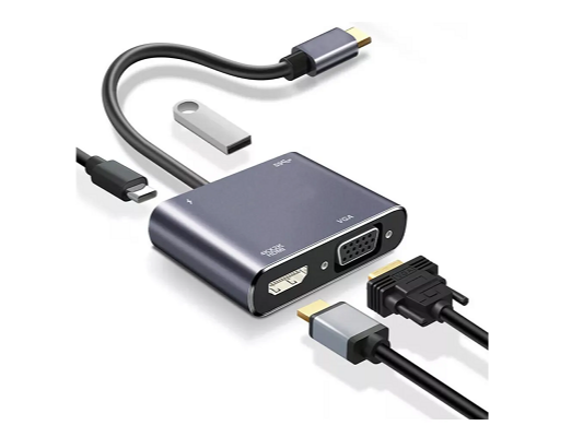 Support 4k adapter 4 in 1 (usb-c>>uabc(PD),HDTV,USB 3.0,VGA)