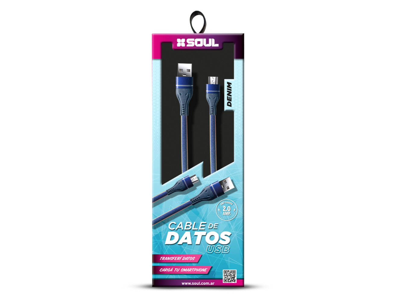 CABLE DATOS SOUL DENIM MICRO USB NEGRO