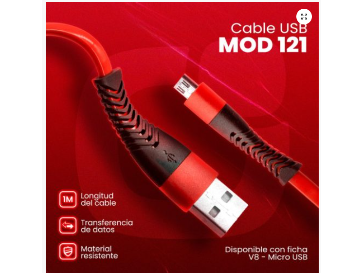 CABLE USB MOD 121 - ONLY - V8 - BLANCO -