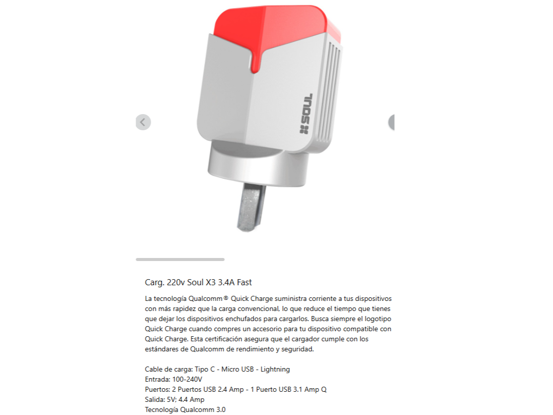 Carg. 220v Soul X3 3.4A Fast